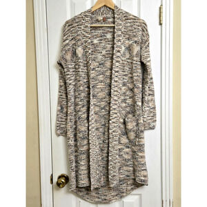 Pilcro Anthropologie Open Front Cardigan Sweater Long Duster Textured Knit Small